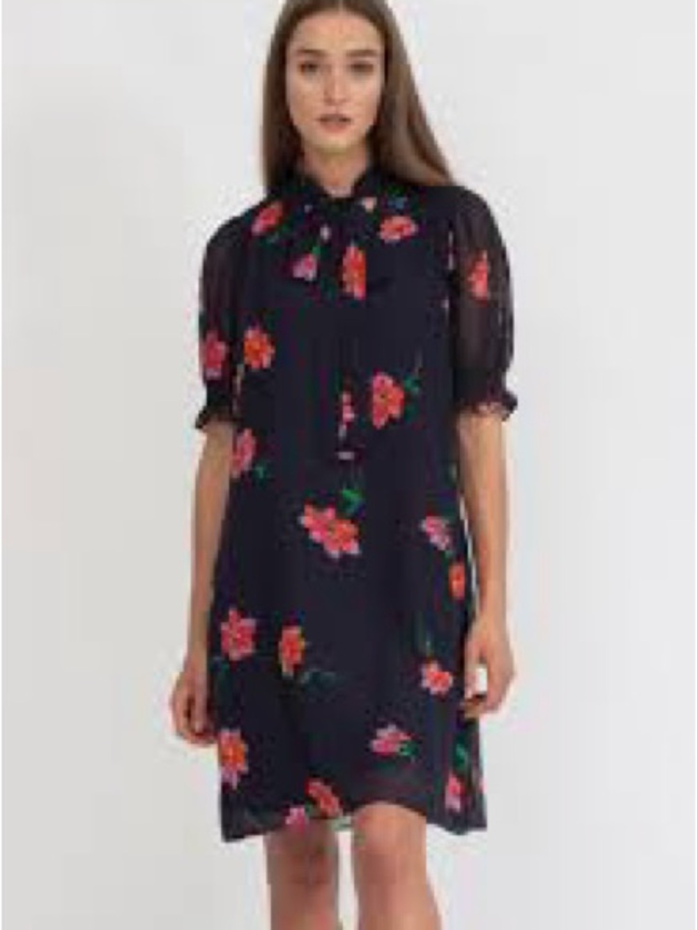 DKNY Short Sleeve Tie Neck Mini Dress Size 8!!